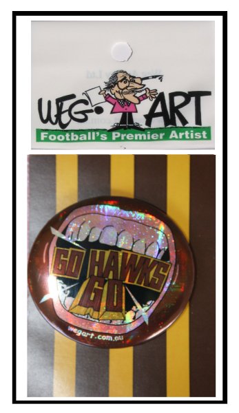 Go Hawks 1 HOLOGRAM Button Badge 55mm FREE POSTAGE